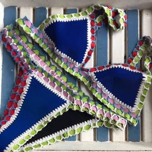 Blue Crotchet Bikini set